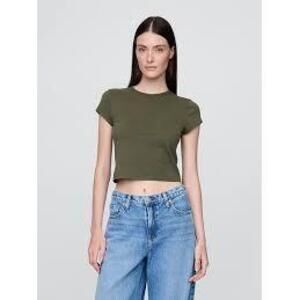 Gap Modern Cropped Rib Tee - Olive Green - XL